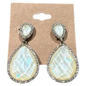 Bella Jack Crystal Halo Iridescent Double Teardrop Earrings